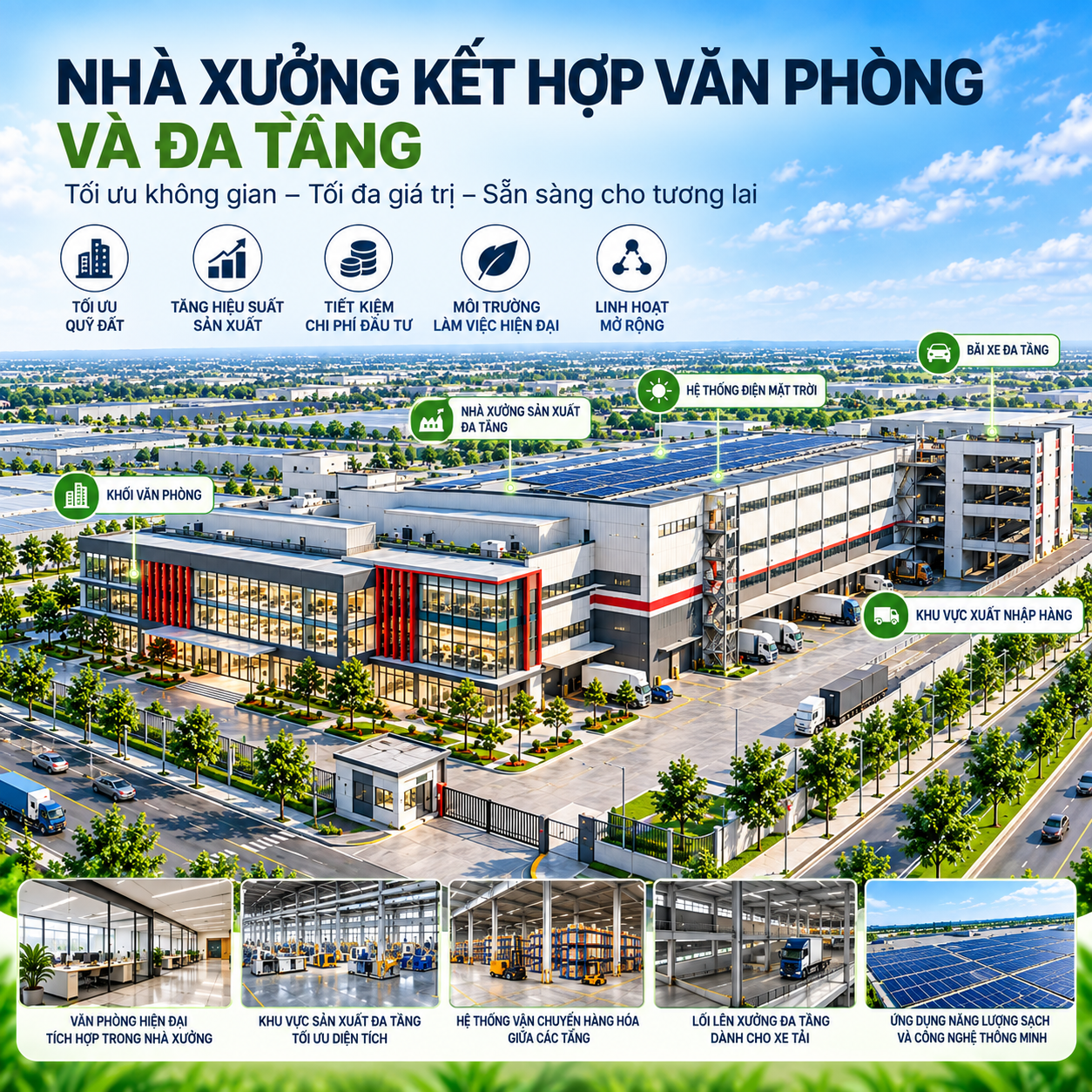 Xu hướng Nhà xưởng kết hợp Văn phòng - Đa tầng
